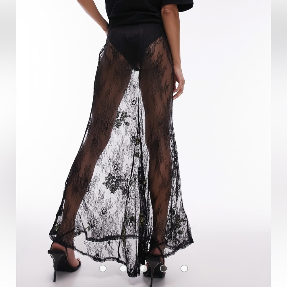 Topshop co ord embellished lace maxi skirt in black - Picture 3 of 5